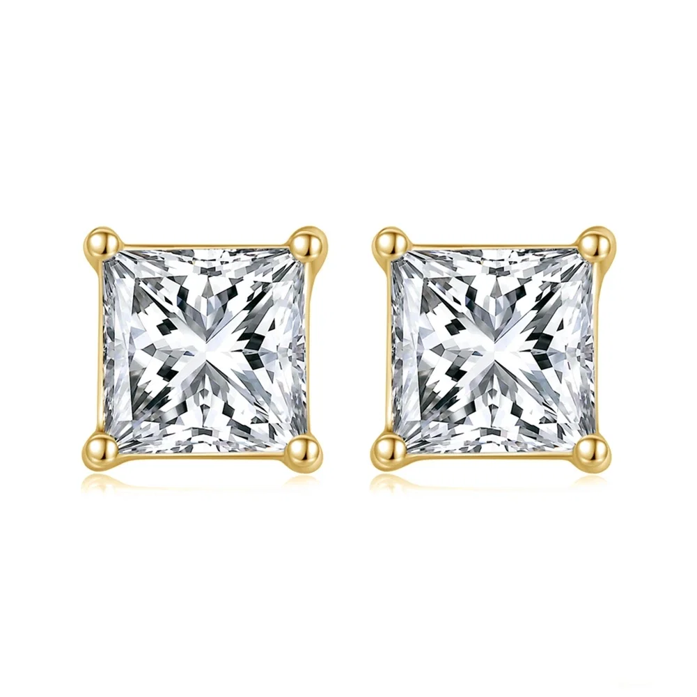 Cercei din argint - Cercei din argint cu cristal zirconiu Princess Auriu
