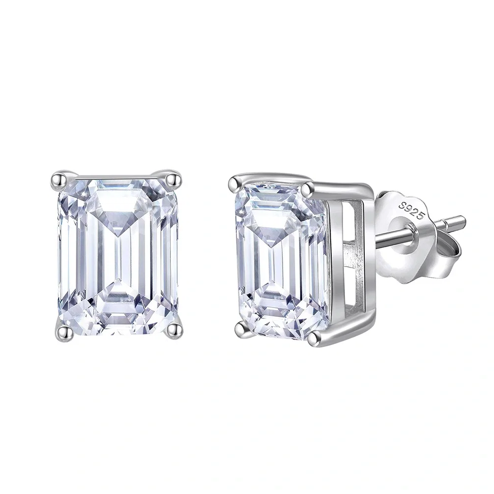 Cercei din argint - Cercei din argint cu zirconiu Emerald Argintiu