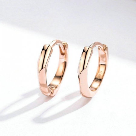 Cercei Din Argint - Cercei din argint Edge Hoop Rose Gold