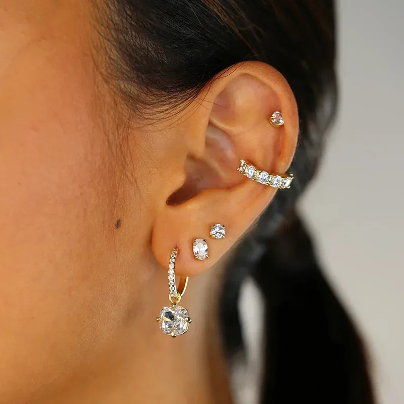 Colecții - Cercei din Argint Elegant Drop Sparkle Hoops