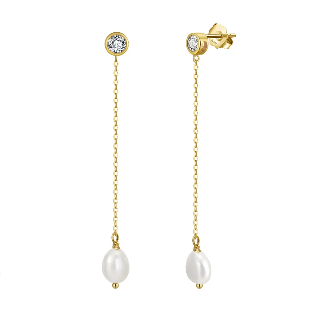 Cercei din argint - Cercei din Argint Elegant Pearlesque Drops