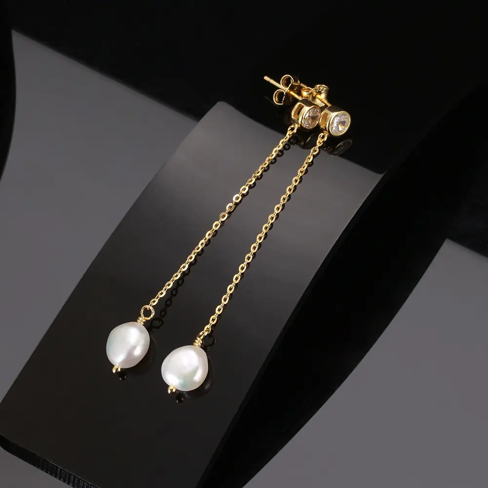 Cercei din argint - Cercei din Argint Elegant Pearlesque Drops
