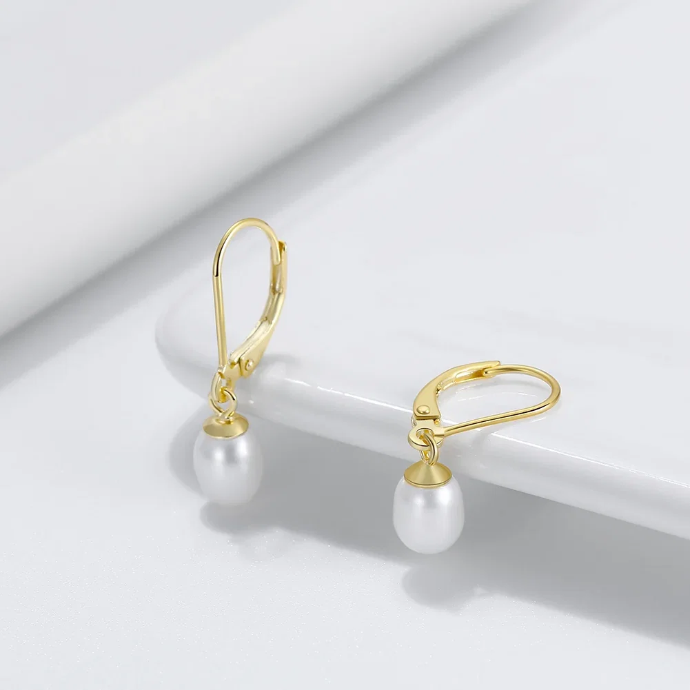 Cercei Perle - Cercei din Argint Golden Pearl Drops
