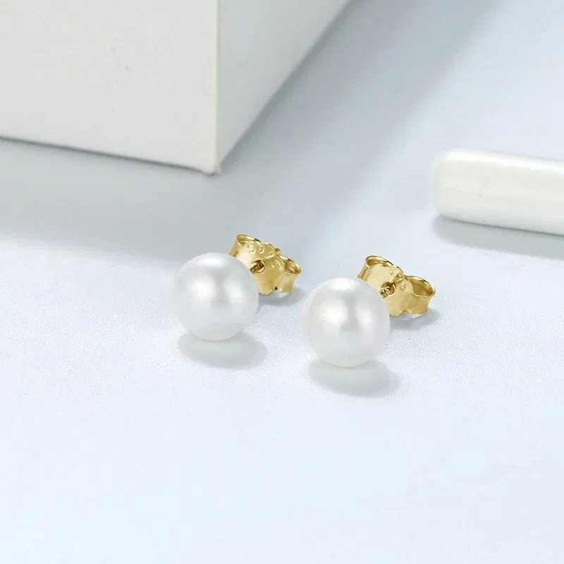Cercei din argint - Cercei din Argint Luminous Sphere Studs Gold