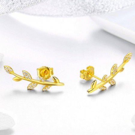 Cercei - Cercei din argint Olive Branch Gold