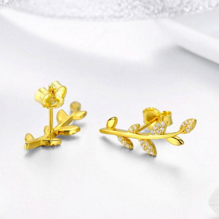 Cercei - Cercei din argint Olive Branch Gold