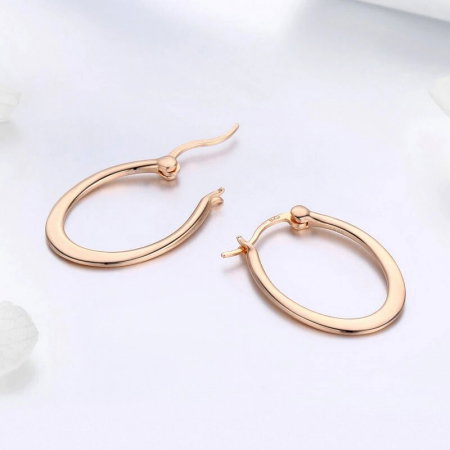 Cercei - Cercei din argint Oval Hoop Rose