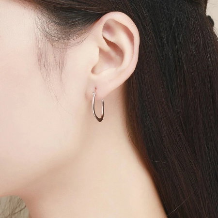 Cercei - Cercei din argint Oval Hoop Rose