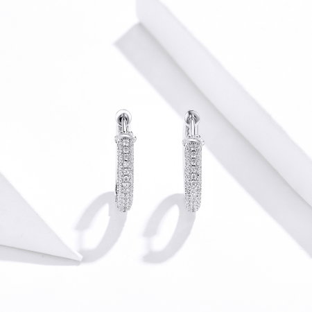 Colecții - Cercei din argint Pave Lines Hoop