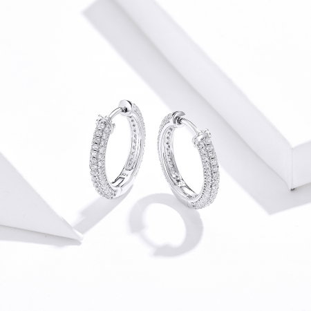 Colecții - Cercei din argint Pave Lines Hoop