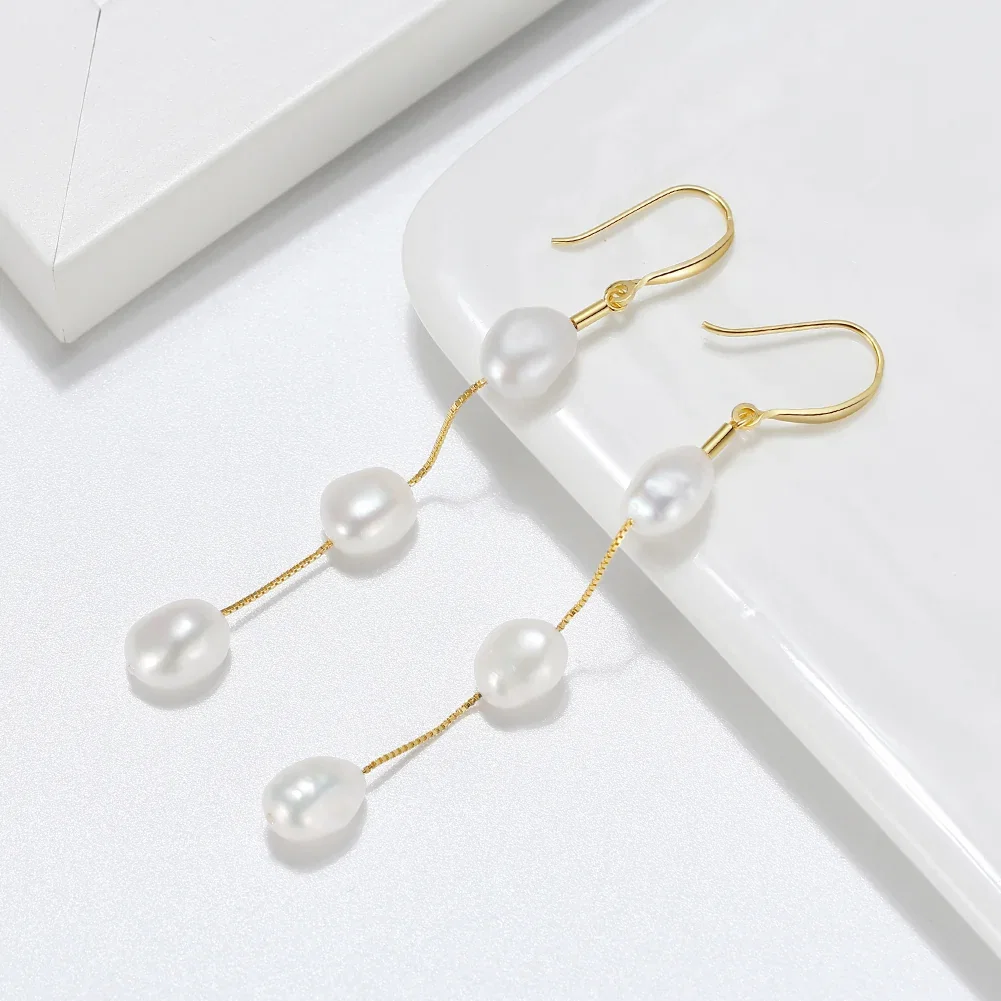 Cercei din argint - Cercei din Argint Pearl Cascade Elegance