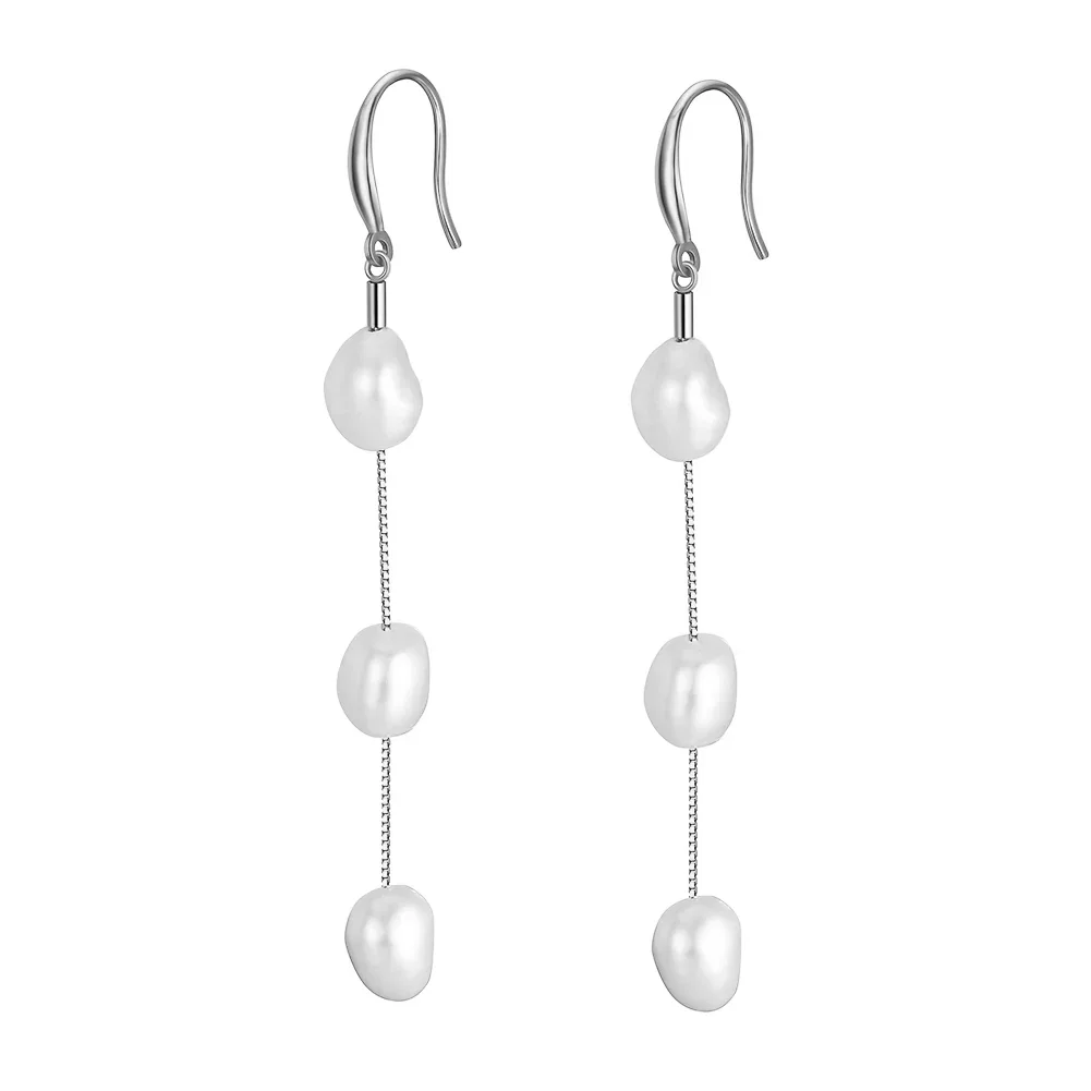 Cercei din argint - Cercei din Argint Pearl Cascade Elegance Silver