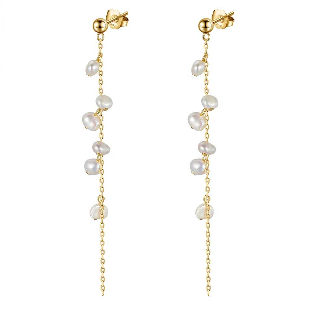 Cercei din argint - Cercei din Argint Pearl Dewdrop Garland