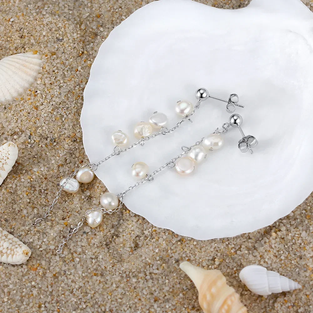 Cercei din argint - Cercei din Argint Pearl Dewdrop Garland Silver