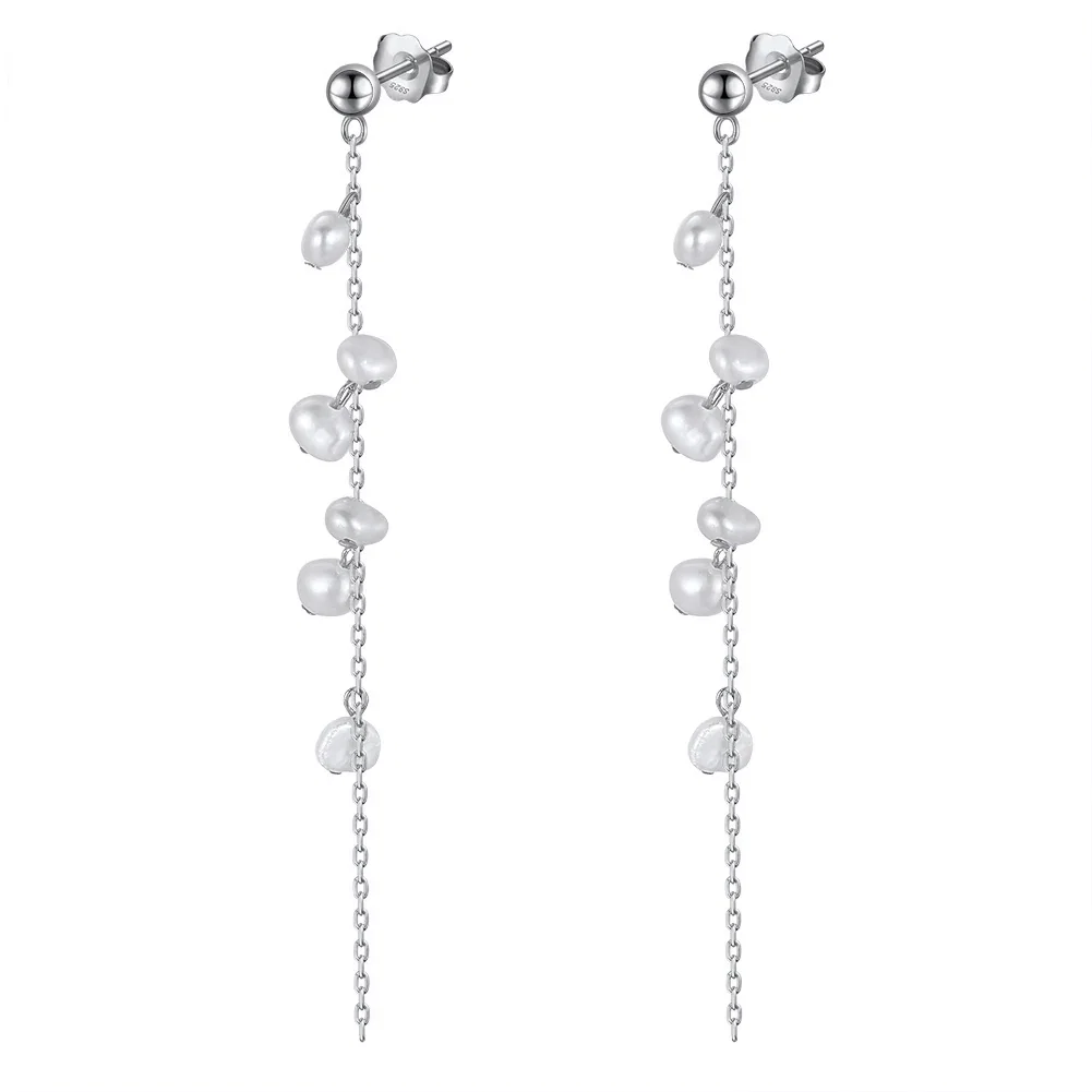 Cercei din argint - Cercei din Argint Pearl Dewdrop Garland Silver
