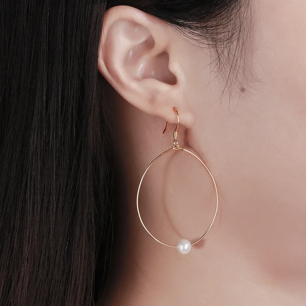 Cercei Perle - Cercei din Argint Pearl Orbit Hoops