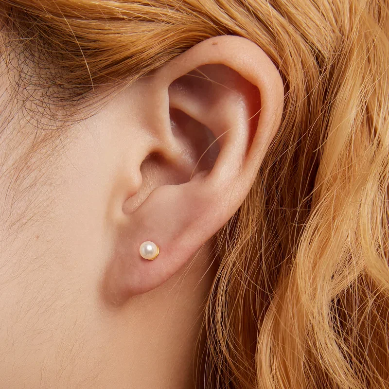 Cercei - Cercei din Argint Petite Pearl Studs Gold