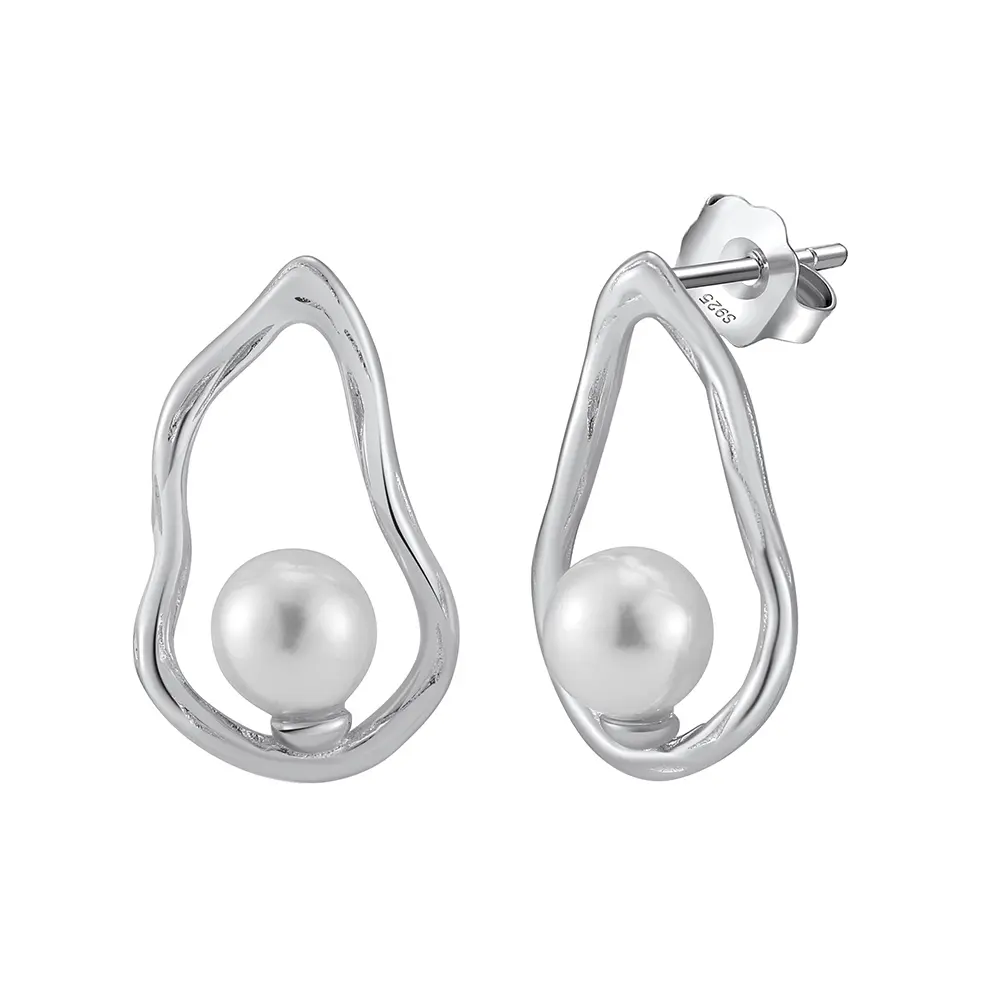 Colecții - Cercei din Argint Silver Abstract Pearl