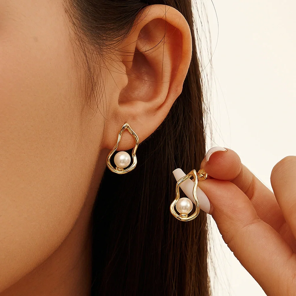 Colecții - Cercei din Argint Silver Abstract Pearl