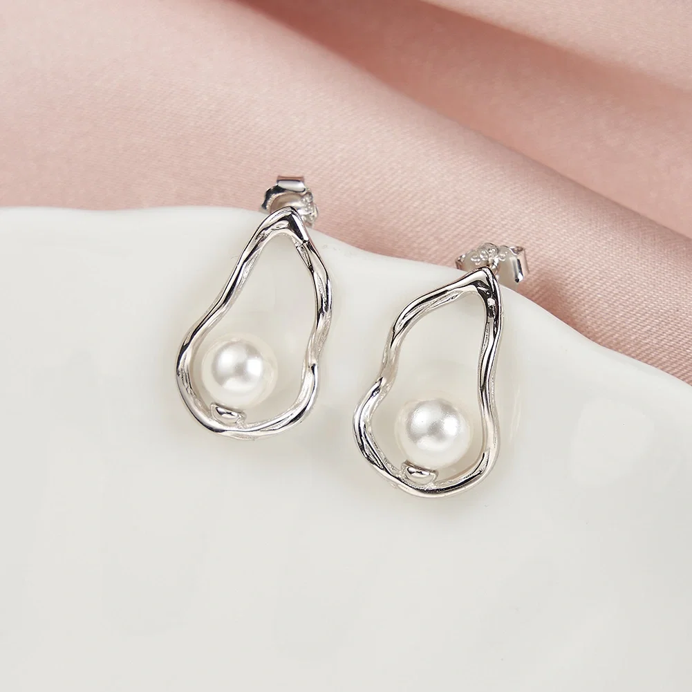 Colecții - Cercei din Argint Silver Abstract Pearl