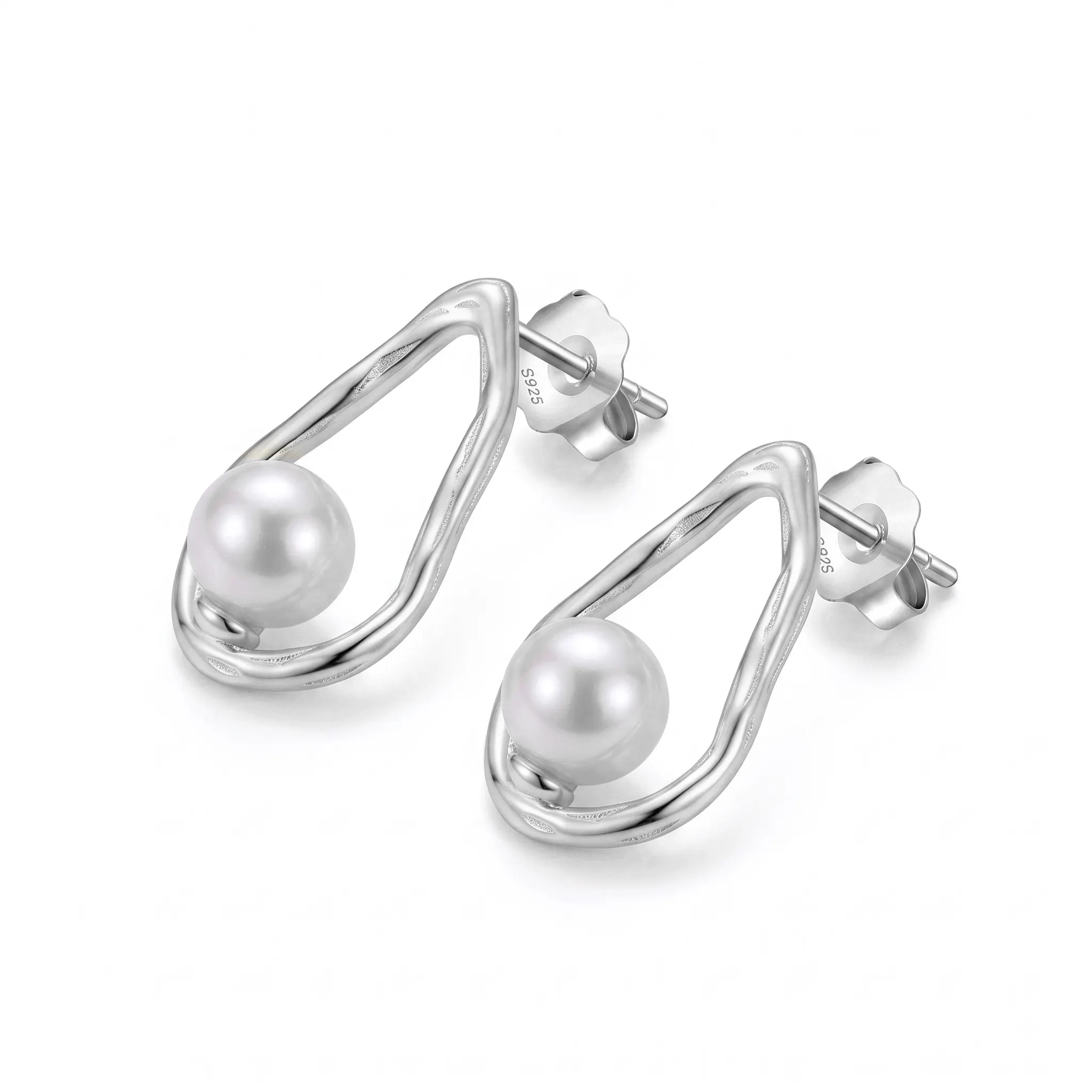 Cercei din argint - Cercei din Argint Silver Abstract Pearl