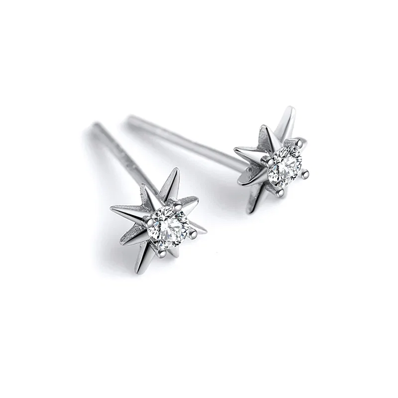 Cercei - Cercei din Argint Starburst Silver Stud Earrings