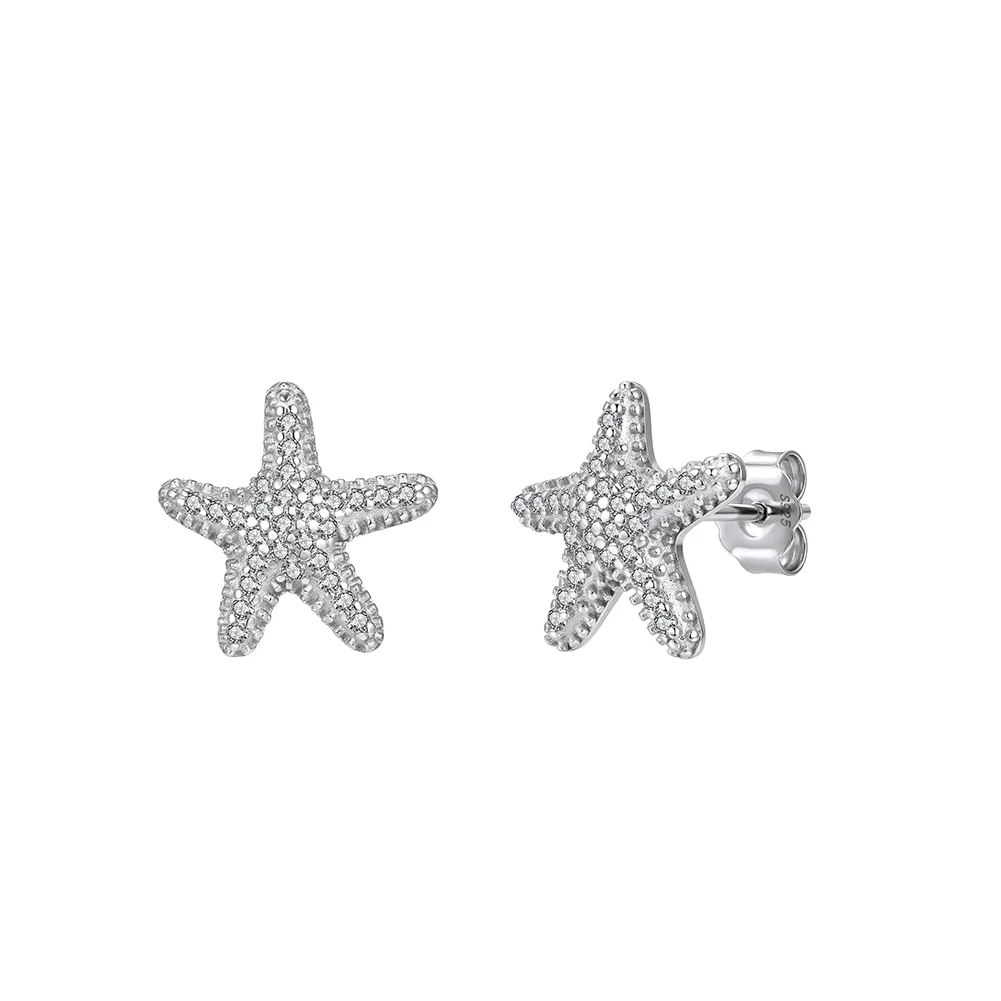 Cercei Din Argint - Cercei din argint Starfish Argintiu