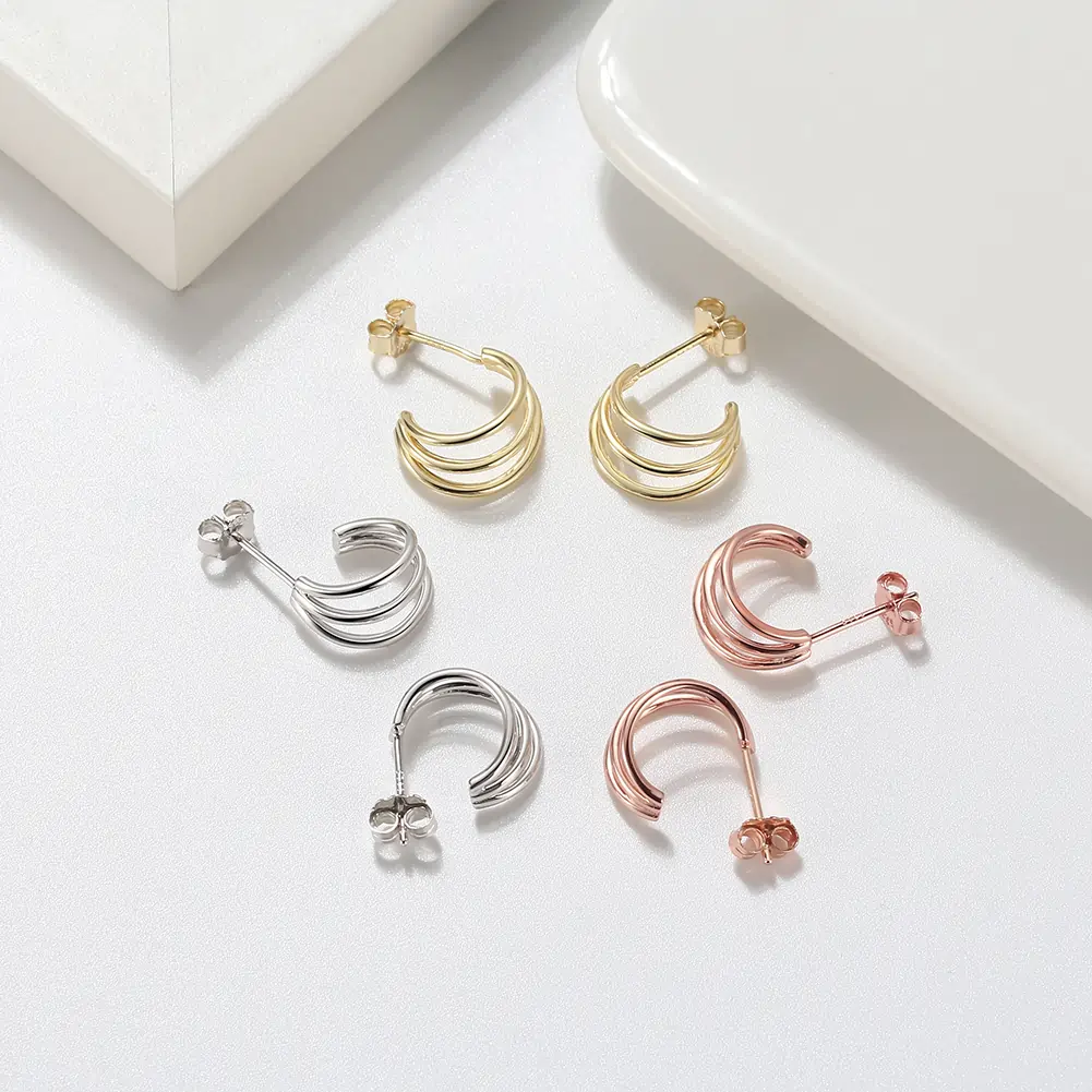 Cercei - Cercei din Argint Triple Hoop Gold