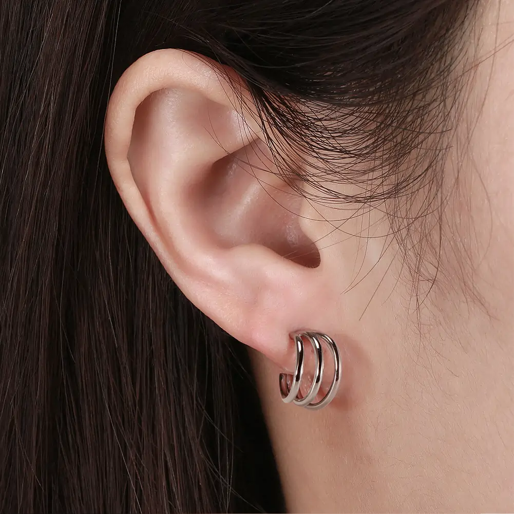 Cercei - Cercei din Argint Triple Hoop Silver