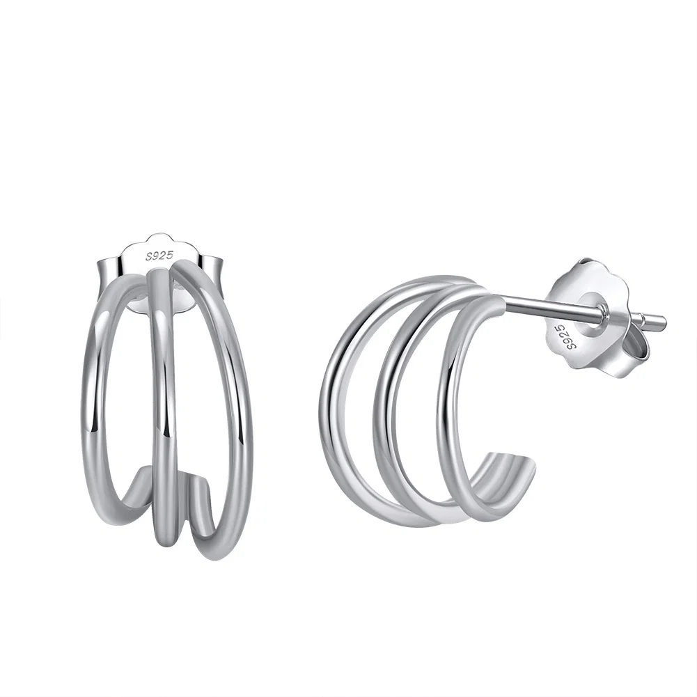 Cercei - Cercei din Argint Triple Hoop Silver