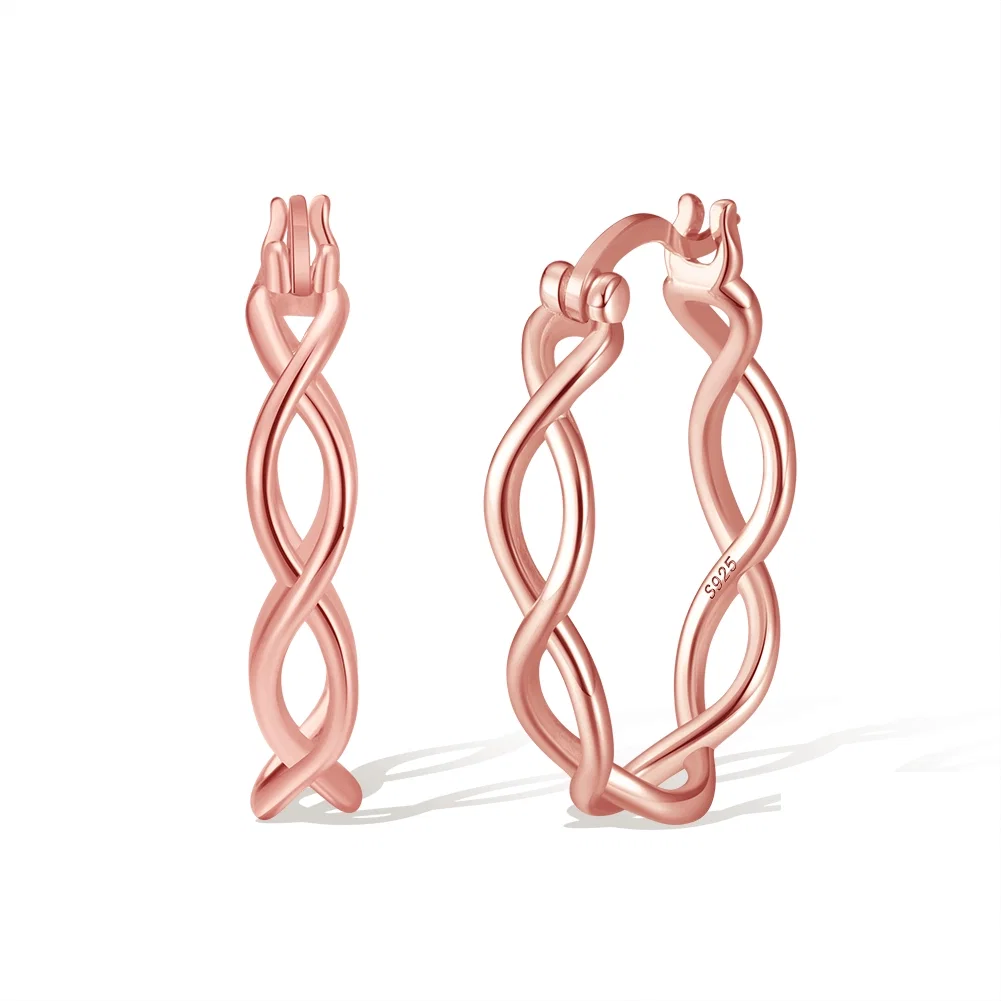 Cercei - Cercei din Argint Twisted Rose Gold