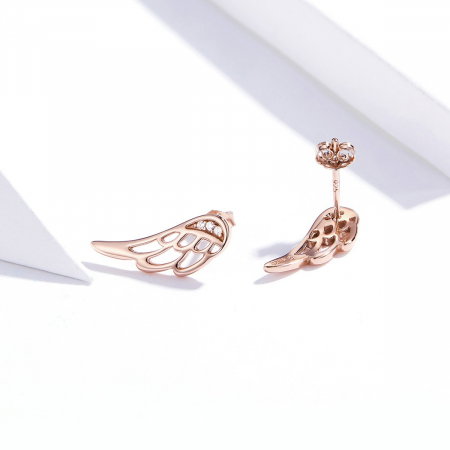 Cercei - Cercei din argint Wing Studs Rose