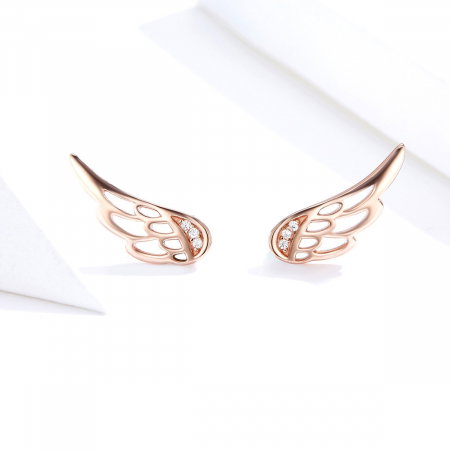 Cercei - Cercei din argint Wing Studs Rose