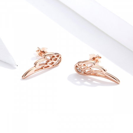Cercei - Cercei din argint Wing Studs Rose