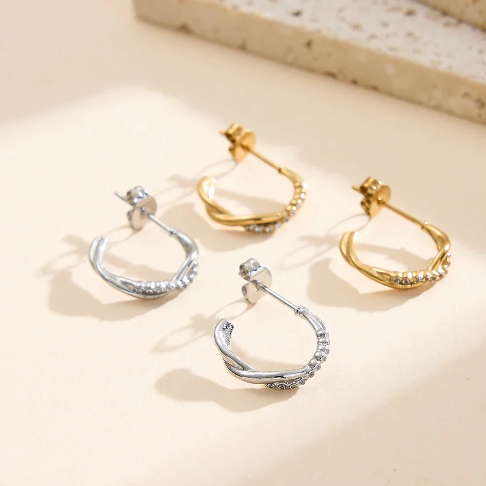Cercei Statement - Cercei Statement cu Cristale Zirconiu Ripple Auriu