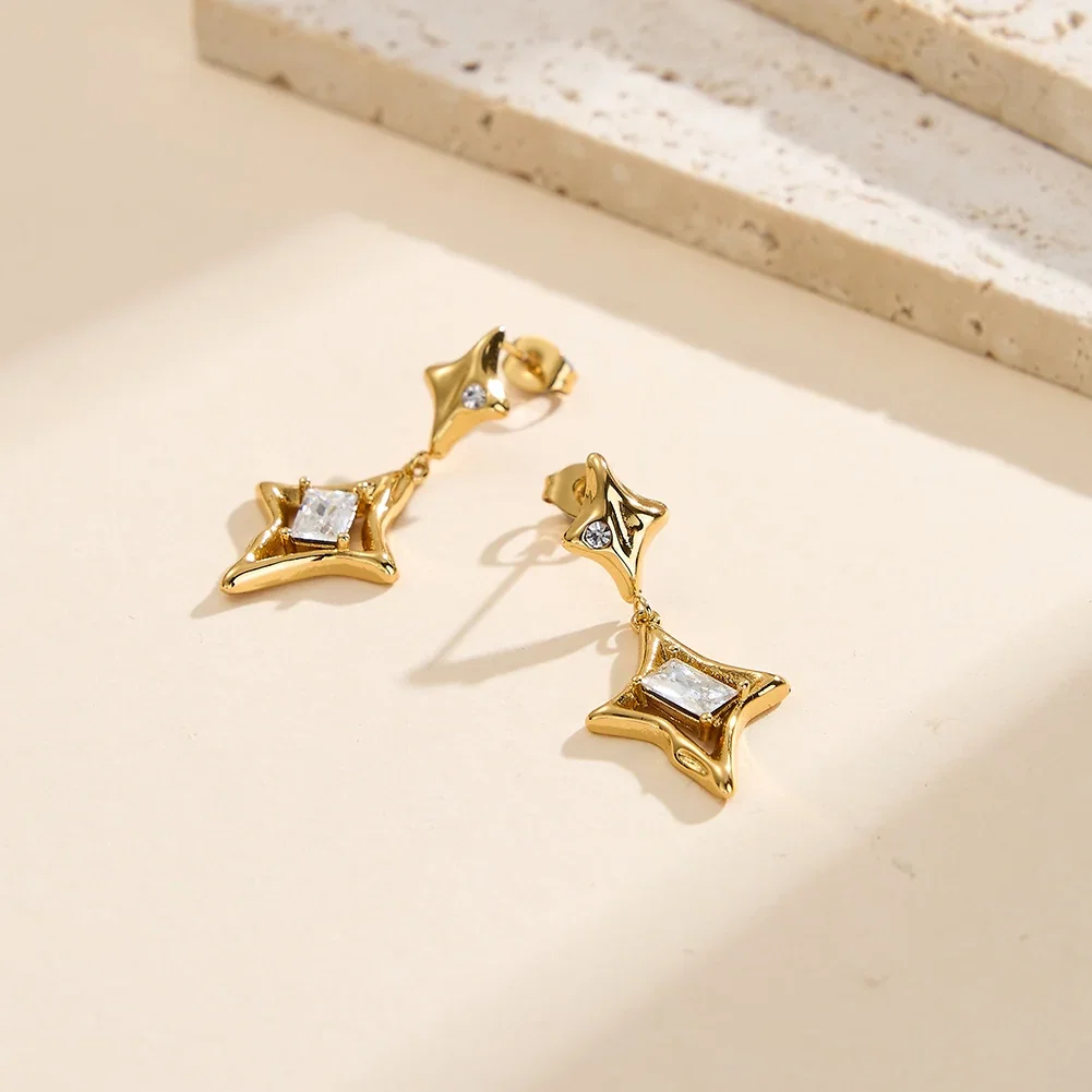 Cercei Statement - Cercei Statement cu Cristale Zirconiu Stardrop Auriu