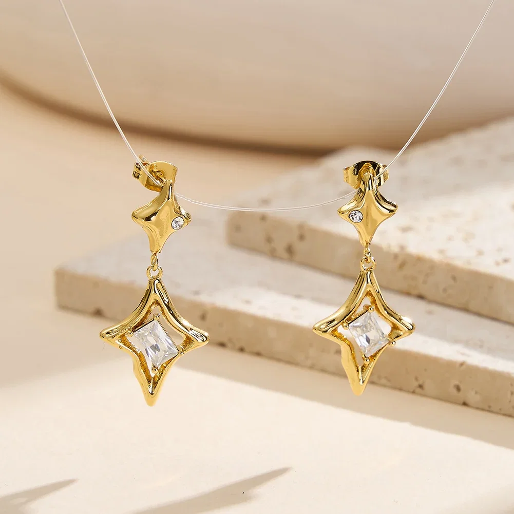 Cercei Statement - Cercei Statement cu Cristale Zirconiu Stardrop Auriu