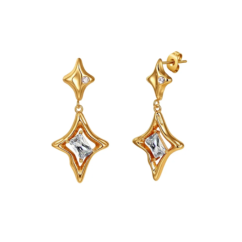 Cercei Statement - Cercei Statement cu Cristale Zirconiu Stardrop Auriu