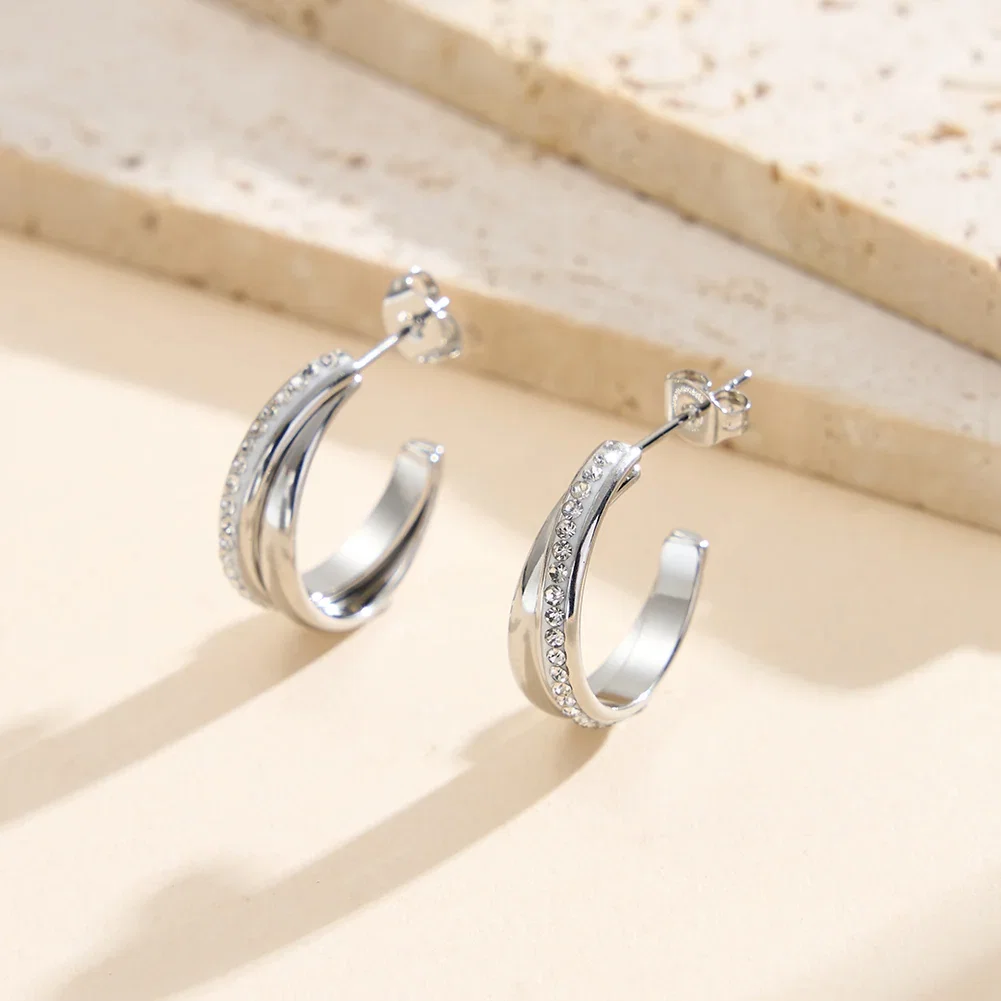 Cercei Statement - Cercei Statement cu Cristale Zirconiu Twist Argintiu