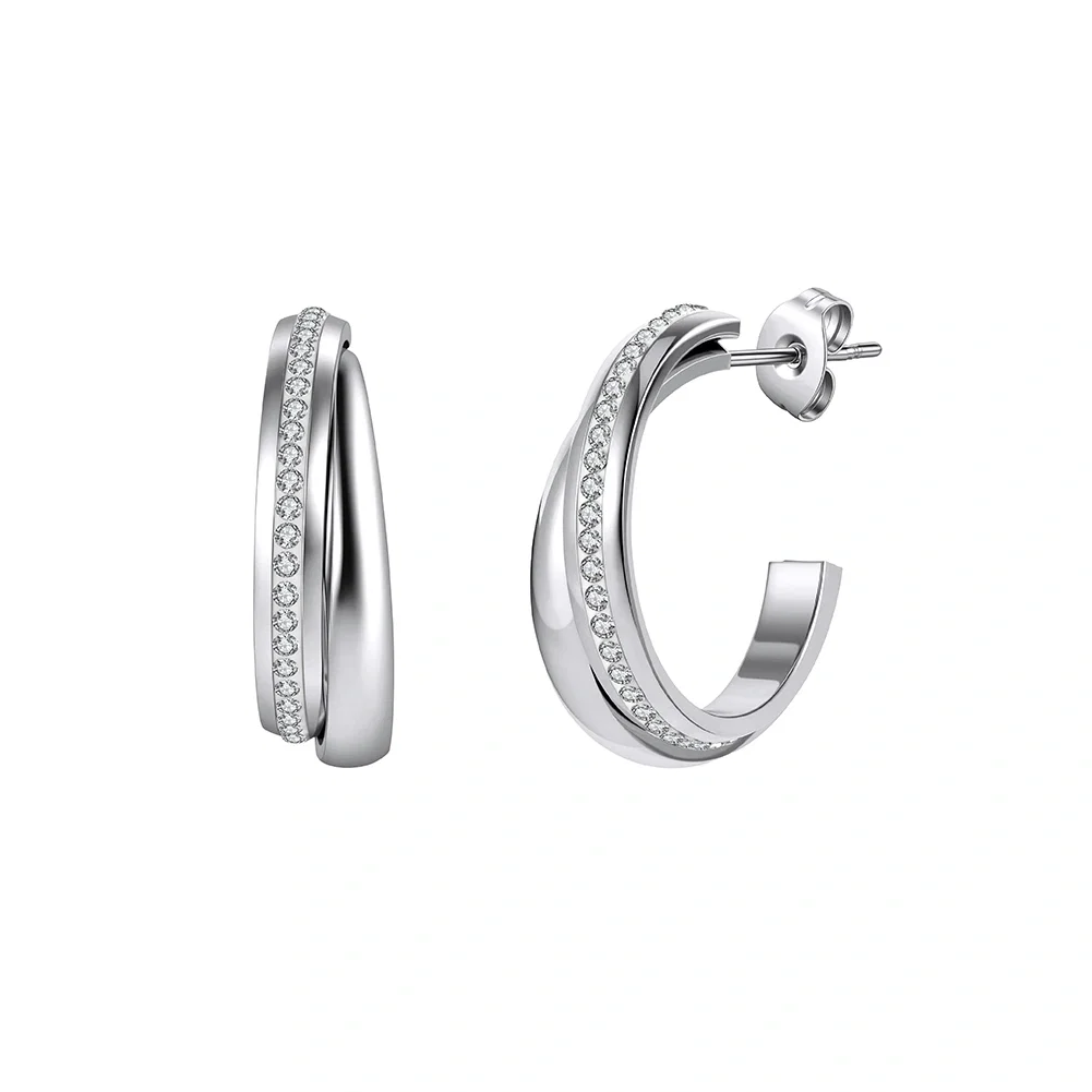 Cercei Statement - Cercei Statement cu Cristale Zirconiu Twist Argintiu