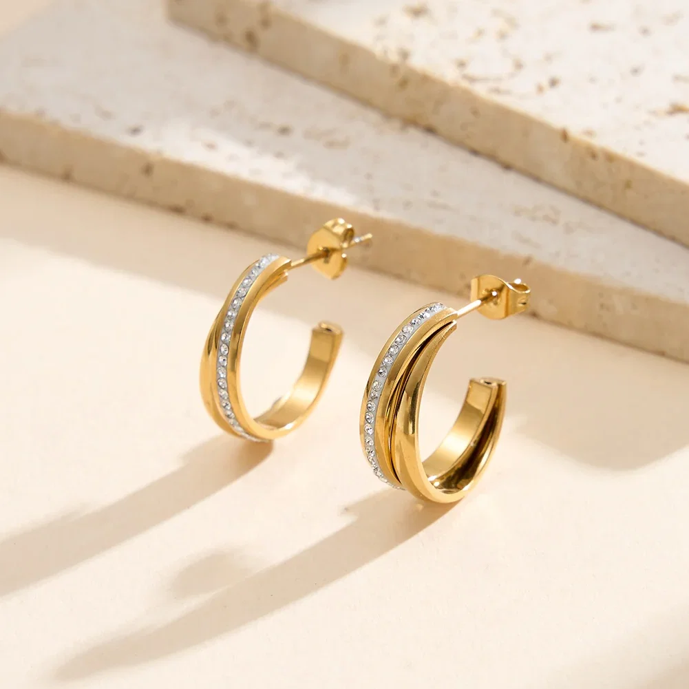Cercei Statement - Cercei Statement cu Cristale Zirconiu Twist Auriu