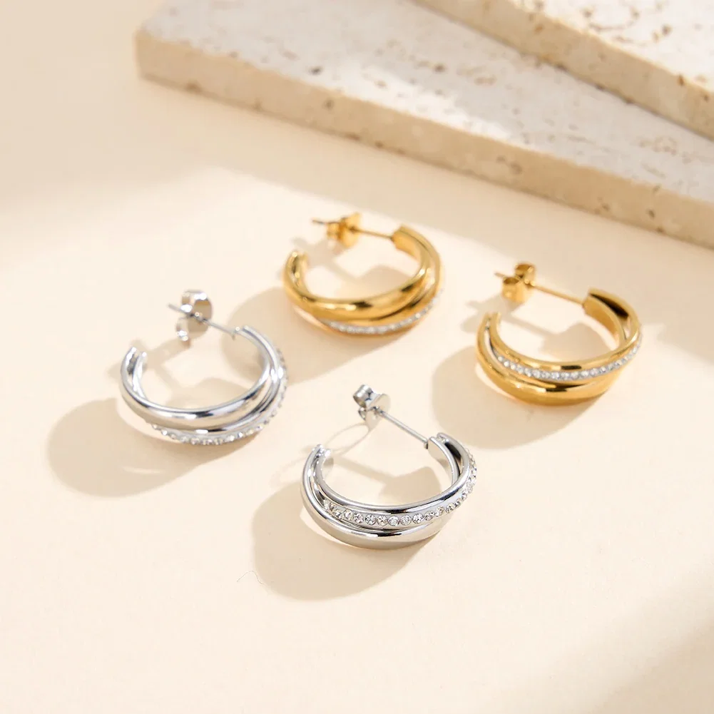 Cercei Statement - Cercei Statement cu Cristale Zirconiu Twist Auriu
