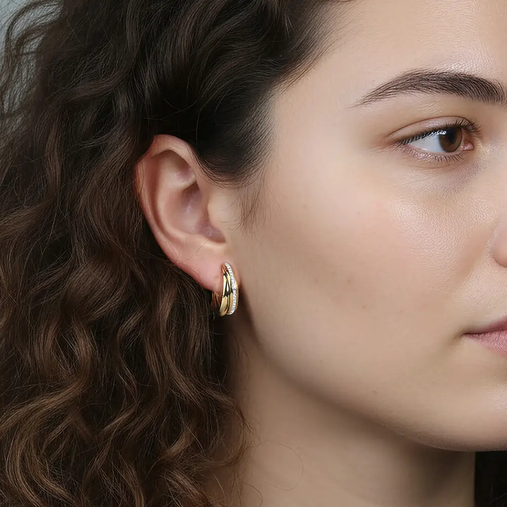 Cercei Statement - Cercei Statement cu Cristale Zirconiu Twist Auriu