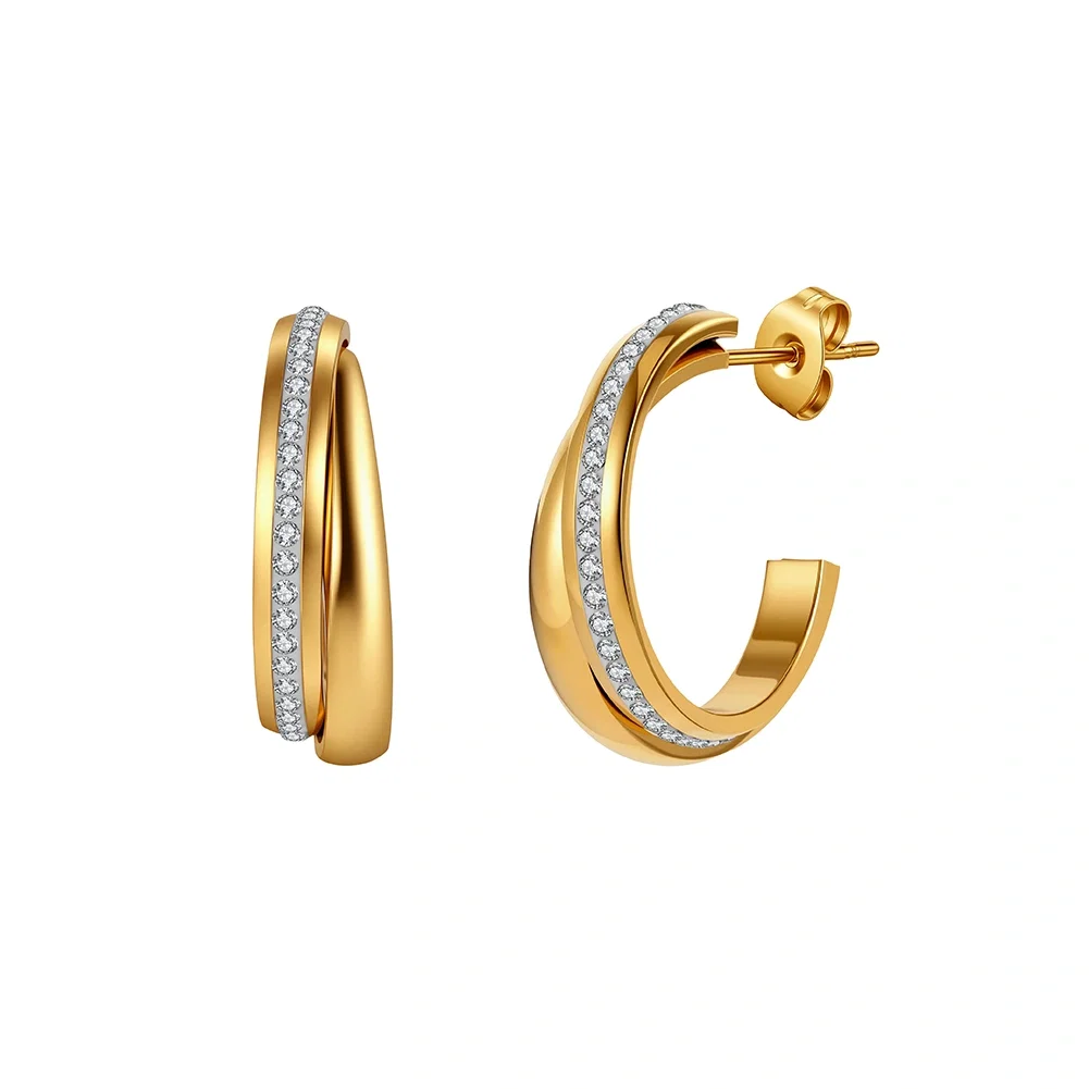 Cercei Statement - Cercei Statement cu Cristale Zirconiu Twist Auriu