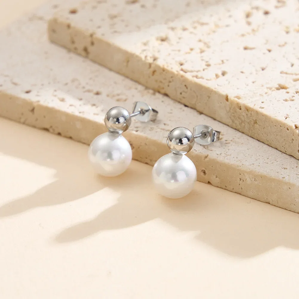 Colecții - Cercei Statement cu Perle Shell Duo Argintiu