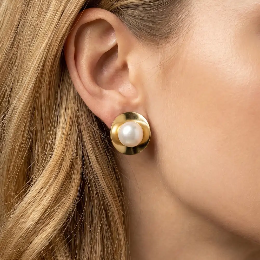 Cercei Statement - Cercei Statement cu Perle Shell Halo Auriu