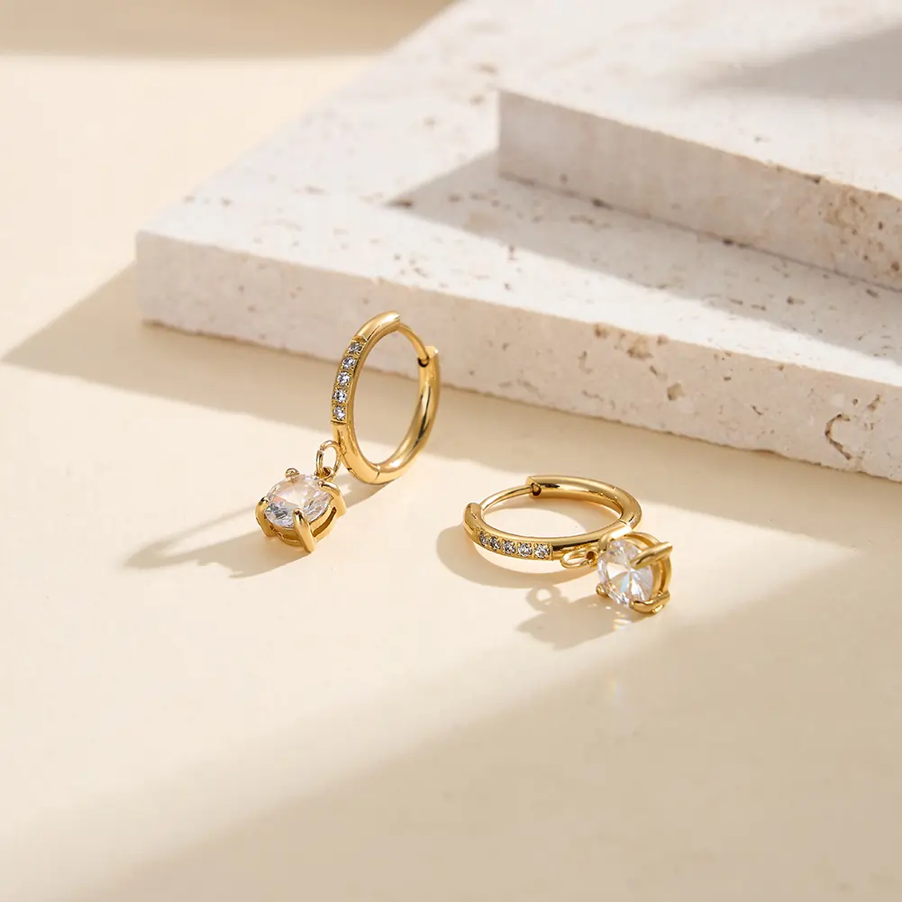 Cercei Statement - Cercei Statement Solitaire Hoop Auriu
