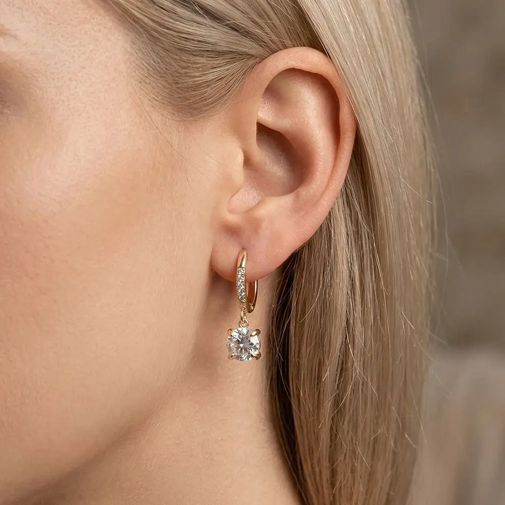 Cercei Statement - Cercei Statement Solitaire Hoop Auriu