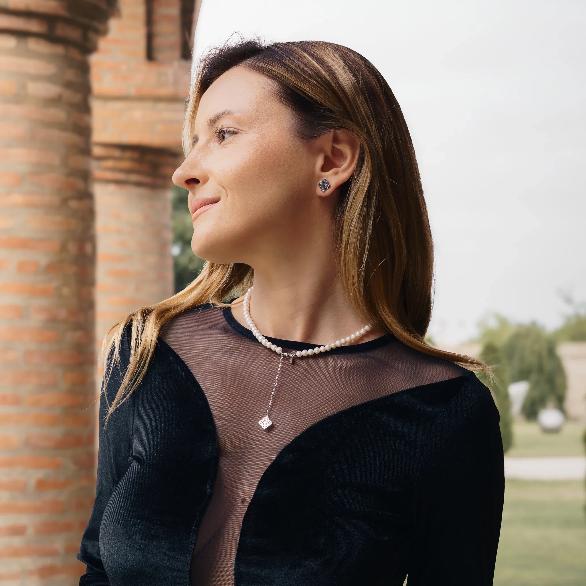 Coliere din argint - Colier Argint cu perle naturale de cultură mari Inimă Argintiu