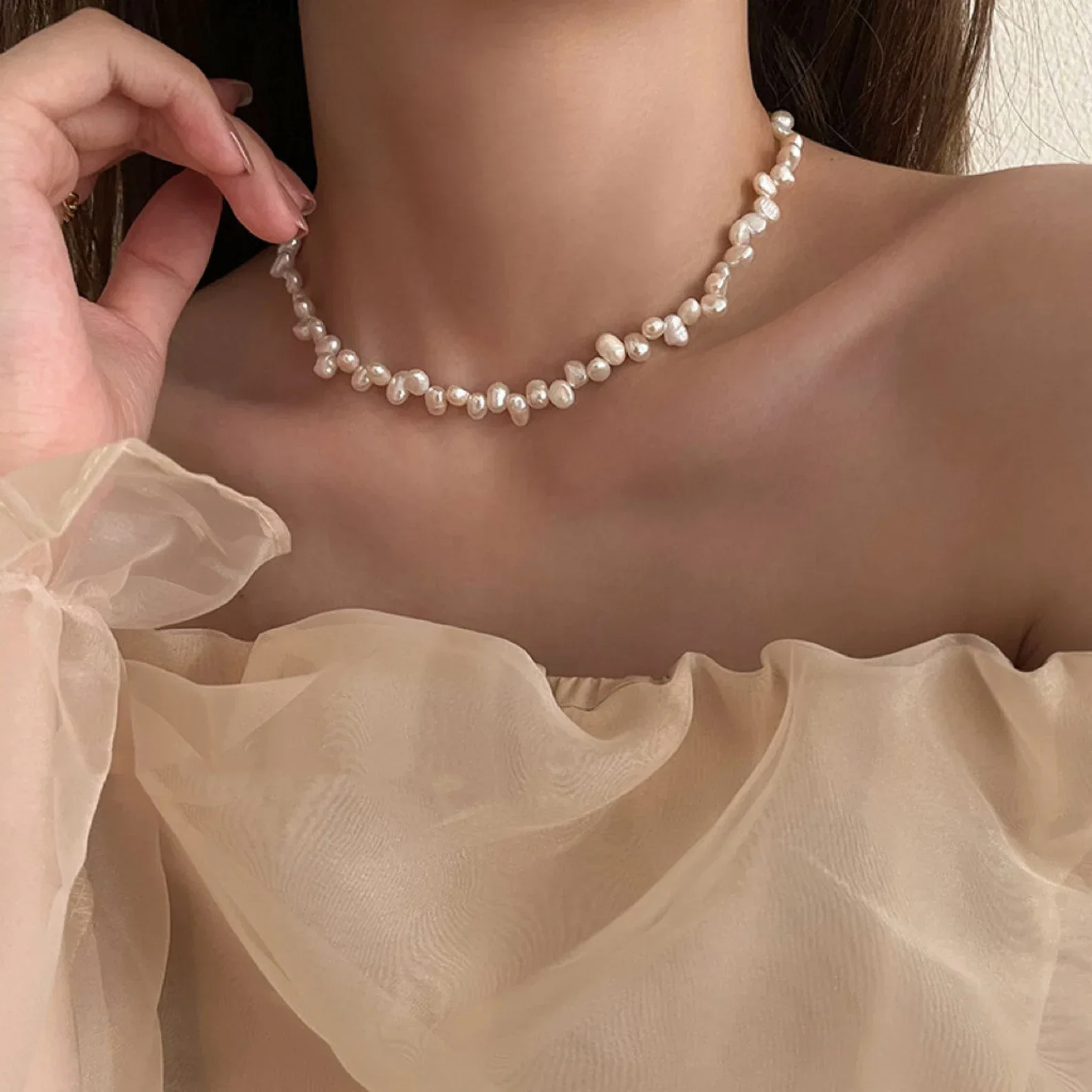 Colecții - Colier din Argint Baroque cu perle naturale de cultură gold Raw Collection